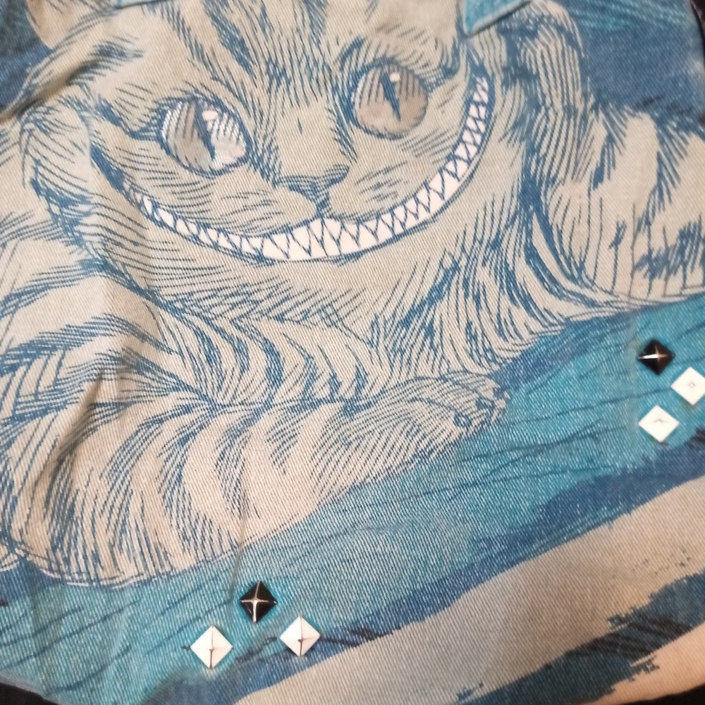 Cheshire Cat Smile Denim Bag